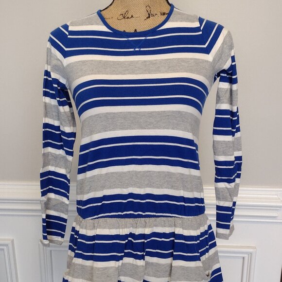 Girl's Land's End Blue Striped Cotton Dress. Nice Condition , Size 10-12 - Picture 2 of 12
